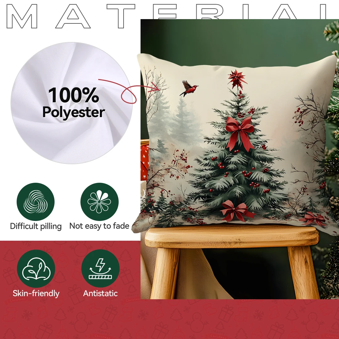 الشتاء سلة للزهور عيد الميلاد الديكور غطاء الوسادة رمي كيس وسادة للمنزل عيد ميلاد سعيد المخدة الديكور هدية