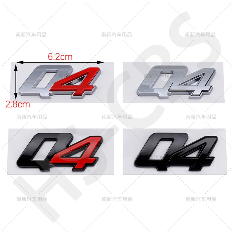 3D ABS Q4 Letter Emblem Logo Rear Trunk Badge Car Styling Sticker For Maserati Levante Ghibli Grecale Quattroporte GranCabrio