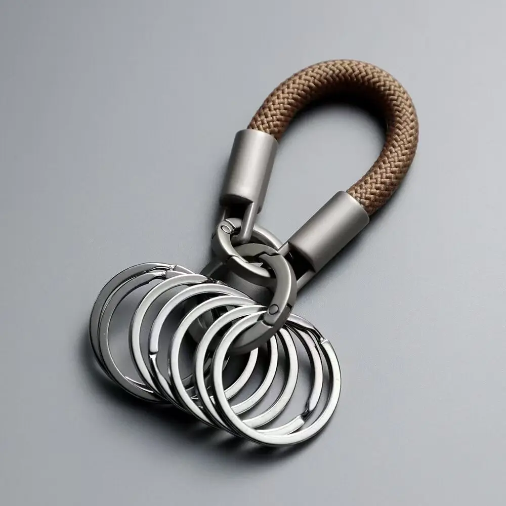 Minimalistischer Schlüsselanhänger aus Titanlegierung mit Naturfinish, Mehrfachring-Organizer, Multifunktionales Insta-Style Schlüsselband – Detail 10
