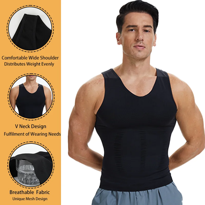 V Neck Shapewear Tank Top Men Slimming Body Shaper Compression Tummy Control Vest Sleeveless Shaper Underwear Waist Trainer 2026