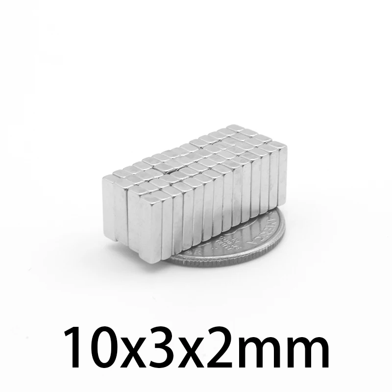 

20/50/100/200/500/1000PCS 10x3x2 Quadrate Rare Earth Neodymium Magnet Sheet N35 Thin Block Permanent Magnet 10x3x2mm 10*3*2 mm