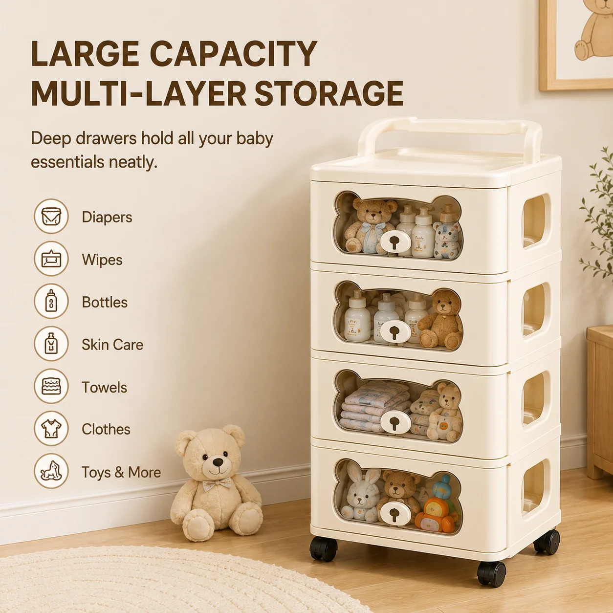 Baby Storage Cabinet with Draw - Kids Toys Drawers 评论和价格