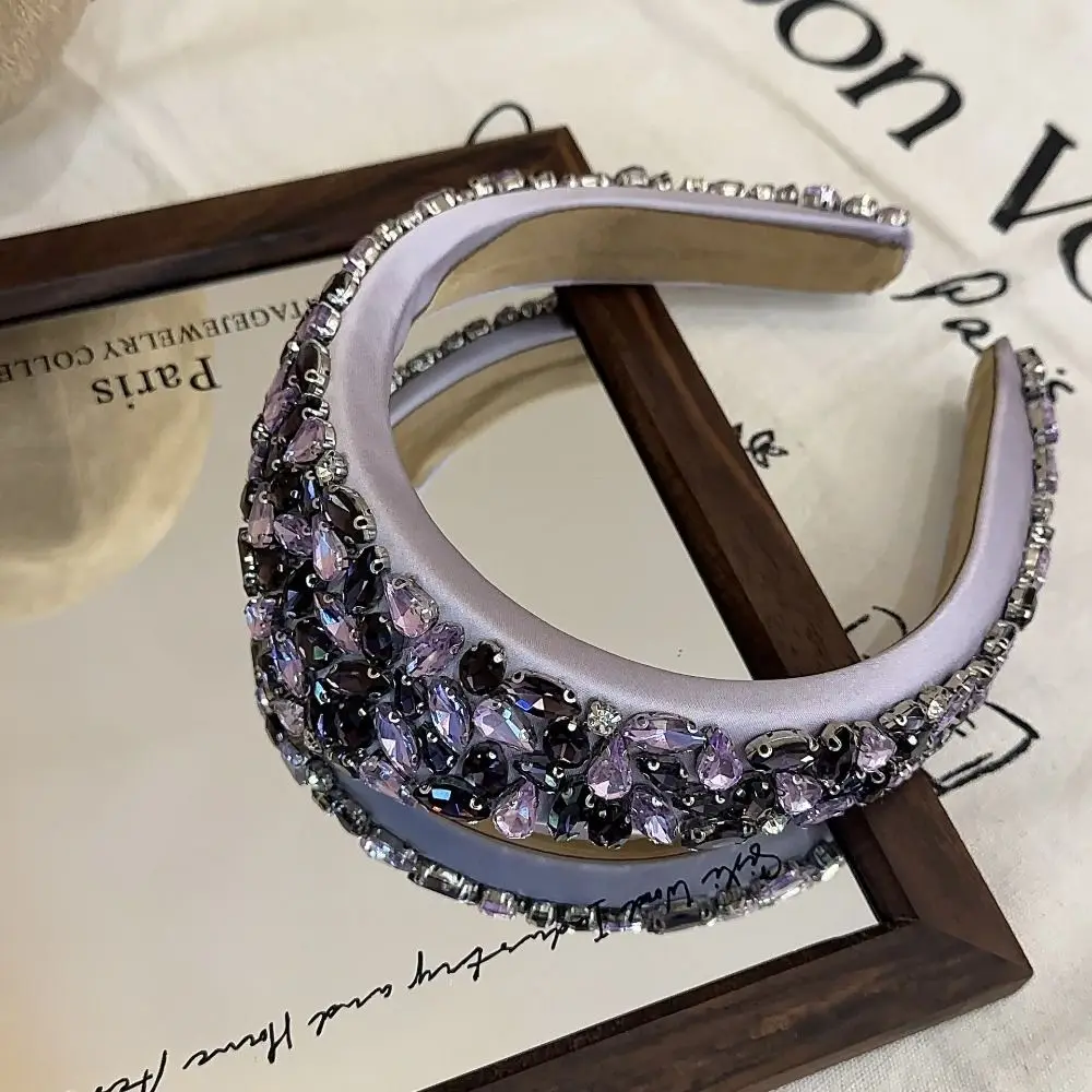 Cadeau créatif strass strass bandeau Style élégant couleur noire rembourré Diamante bandeau mode bandeau de cheveux femmes filles