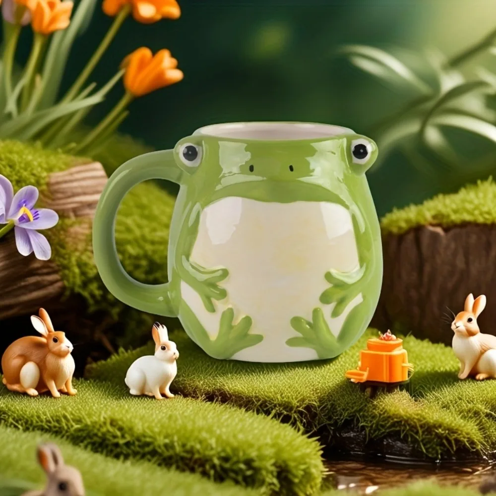 Frog Coffee Mug Green Porcelain Ceramic Cup with Handle Funny Novelty Cup Gift for Women Men Birthday Festival Christmas view 4