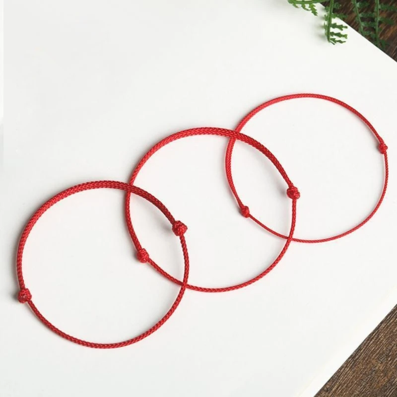 10 Pcs Fashion Red String Bracelet Simple Thin Rope Bracelet Adjustable Braid Rope Wristband Bangles for Women Girls