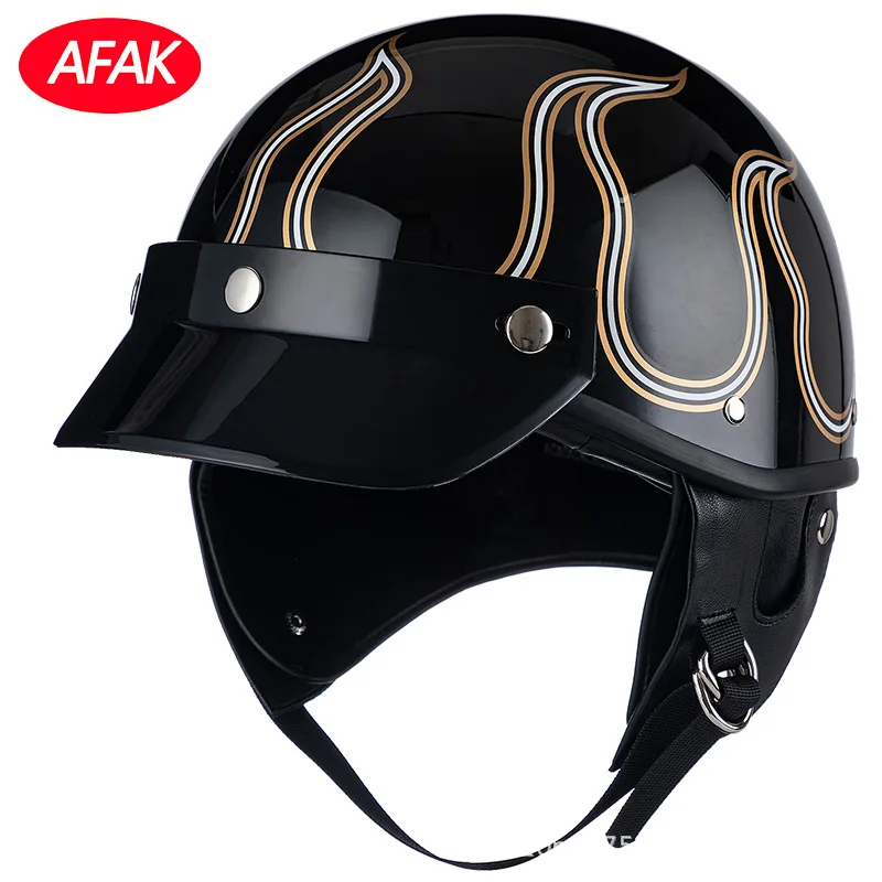 Retro Locomotive Motorcycle Helmet Summer Lightweight for Harley Helmet Half Helmet Four Season Safety Electric Car Scoop Helmet