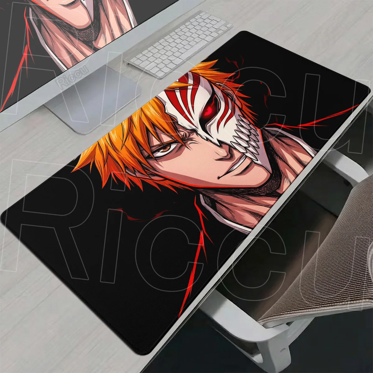 Kurosaki Ichigo Bleach Black Mousepad 900x400mm Laptop Office Extended Table Mat Anime Rubber Carpet Gamer Non-slip Keyboard Pad