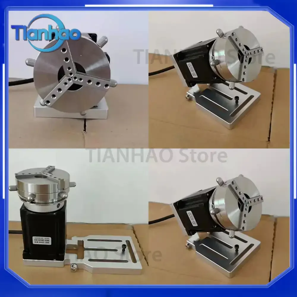 Mini Marking Machine for D69 Electric Rotating Shaft Stainless Steel Rotating Fixture 130 x 90 x 90 mm Jaw Extension Range 12