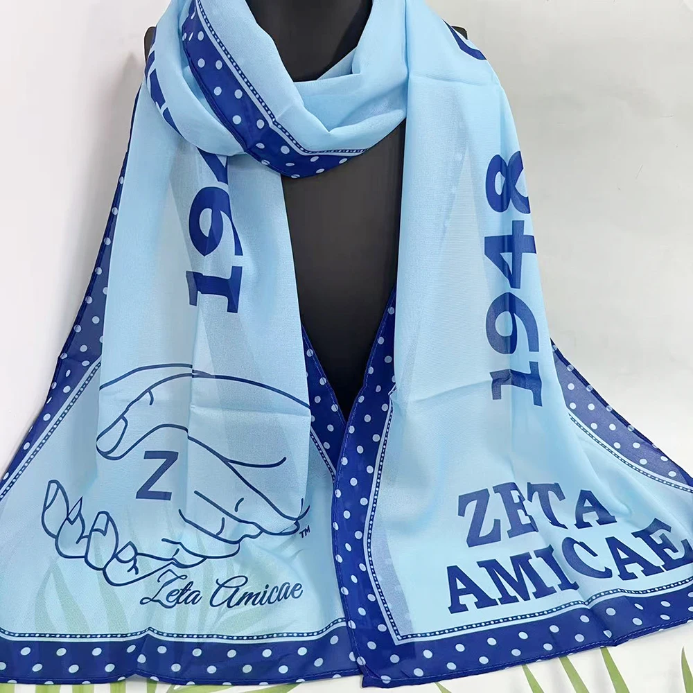 Lenço Zeta Amicae Azul Claro Azul Royal Carta Grega 1948