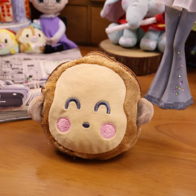Monkichi القرد القطيفة محفظة نسائية للعملات المعدنية المحفظة أنيمي رئيس Kawaii حقيبة لطيفة المفاتيح جولة عملة الحقيبة