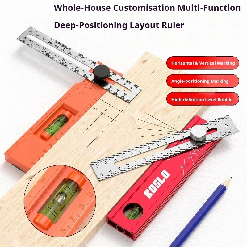 Digital Angle Gauge Folding Woodworking Ruler with Protractor & Level, Multi-Function Marking Measuring Tool for Carpenter DIY