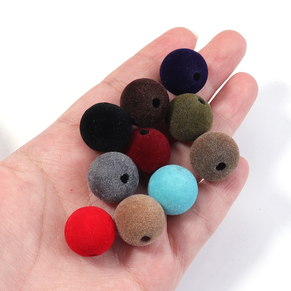 500 جرام/وحدة 16 مللي متر سطح مخملي أكريليك الكرة الخرز رقيق الجولة فضفاض الخرز لصنع المجوهرات عقد دي اي واي سوار إكسسوارات #3