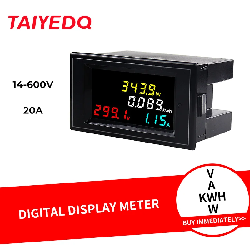 DC 4In1 Multi Function Panel Meters Digital Voltmeter D69-3062 14-600V Power Energy KWH Monitor