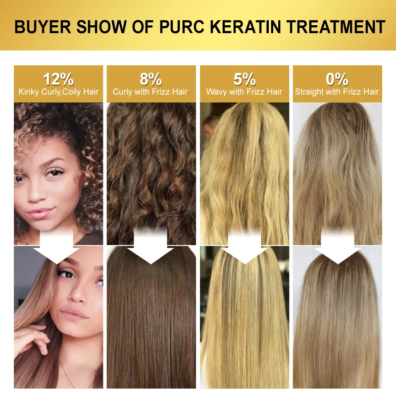 PURC 1000ml Keratin For Hair Straightening Treatment Smoothing Curly Frizzy Brazilian Keratin Hair Care Products Professional