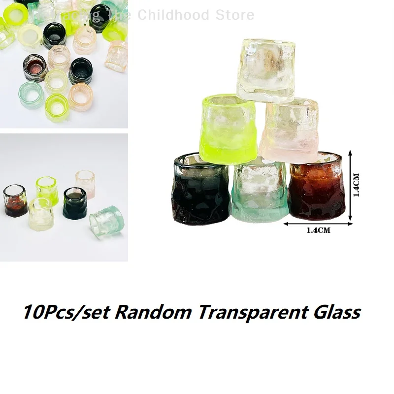 10Pcs/set Random Transparent Glass Dollhouse Miniature Resin Simulated Glass Cup Model Toy Doll House Decoration Accessories