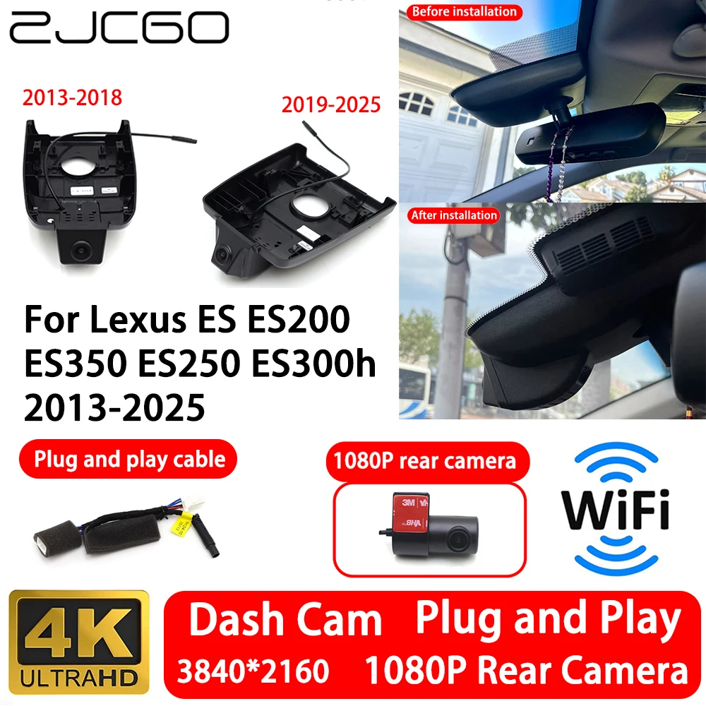 for Lexus ES ES200 ES350 ES250 ES300h 2013-2025 4K Front Rear Camera Dash Cam Wifi Plug and Play Video Recorde Loop Recording