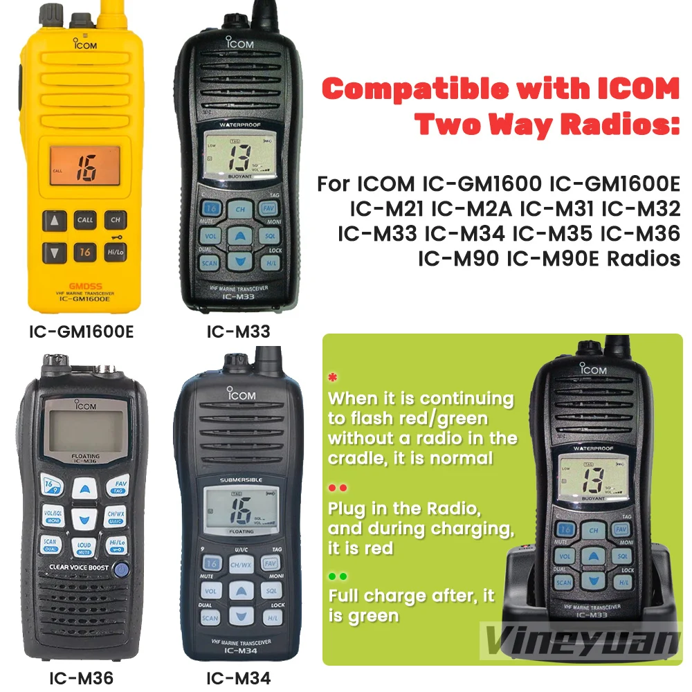 BC-173 Desktop Lader Voor Icom IC-M2A IC-M2 IC-GM1600 IC-M32 IC-M31 IC-M32 IC-M33 IC-M34 IC-M35 IC-M36 BP-224 BP-252 Batterij