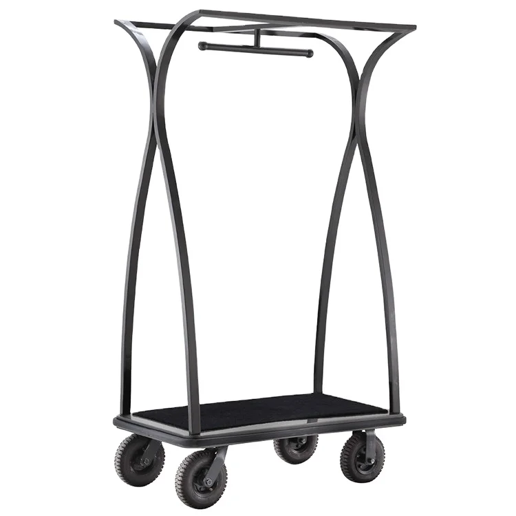 Stars Hotel Bellman's Stainless Steel Luggage Trolley Premium Baggage Cart for Hotel Amenities