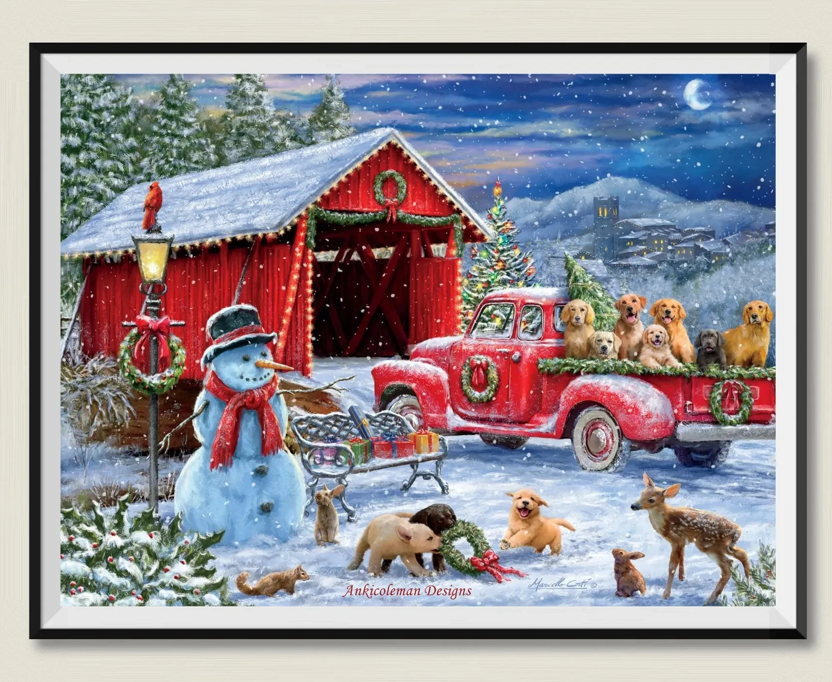 

Needlework for embroidery DIY DMC High Quality - Counted Cross Stitch Kits 14 ct Oil painting -Covered Bridge Pups