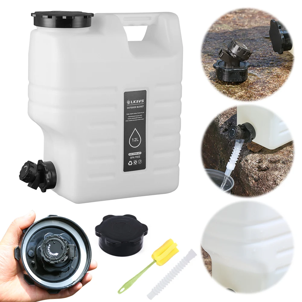 

12L Water Storage Container with Faucet Drinking Water Bucket Leak-Proof Water Dispenser Carrier for Vehicle Car Camping
