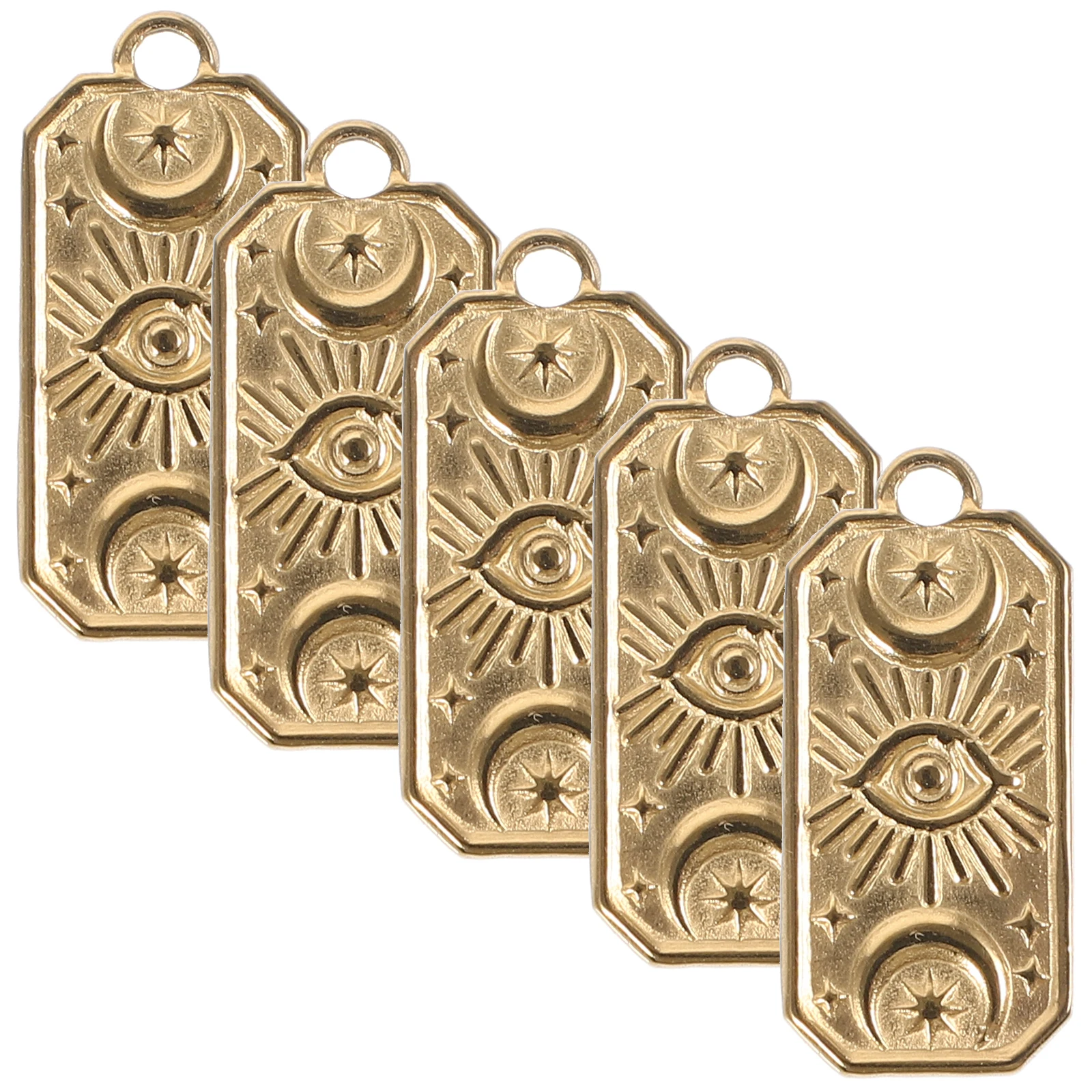 

5Pcs Vintage Religious Pendant DIY Metal Charms Bulk Square Keychain Stainless Steel Necklace Jewelry Making Crafts Charm