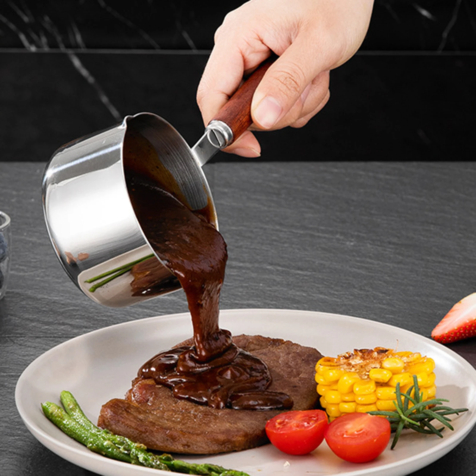 Stainless Steel Mini Soup Pot Easy to Clean Small Cookware Butter Melting Pot Nonstick Small Saucepan for Restaurant