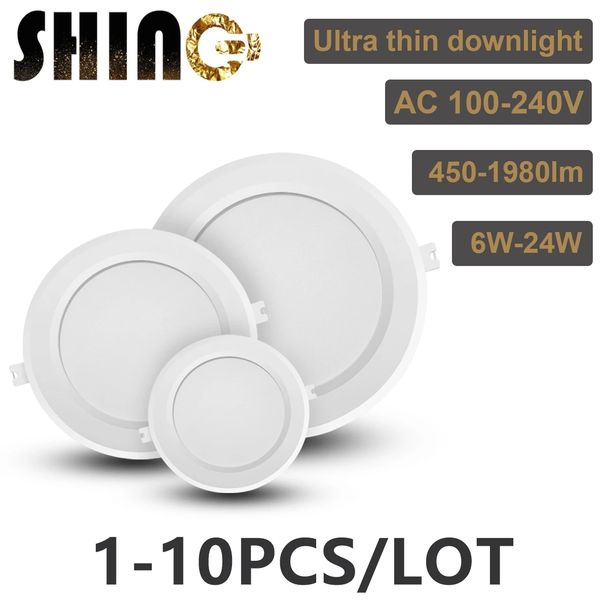 

1-10P Led Downlight AC100V-240v Ceiling Light 6W-24W Recessed Down light Round Led Panel Light 17W 20W Spotlight Indoor Lighting