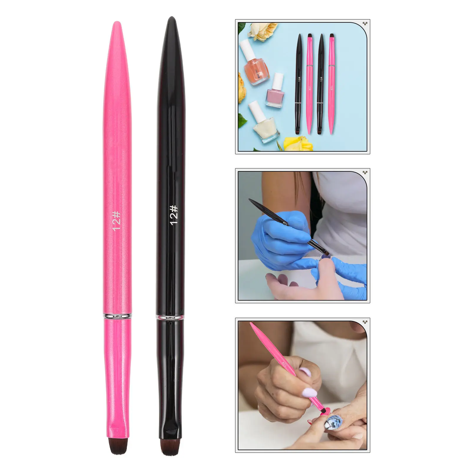 4Pcs Nail Brush Set Metal Handle French Manicure Liner Brushes Nail Art Painting Tools Salon Supplies