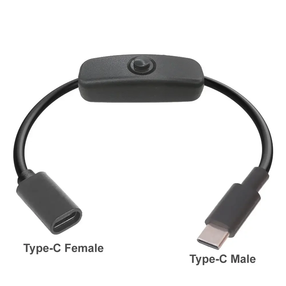 2-in-1-USB-Typ-C-Verlängerungskabel mit Ein-/Aus-Schalter-Taste, USB-C PD auf Micro-USB/DC, 5,5 x 2,1 mm, Netzkabel, 5 V, universell Typ C