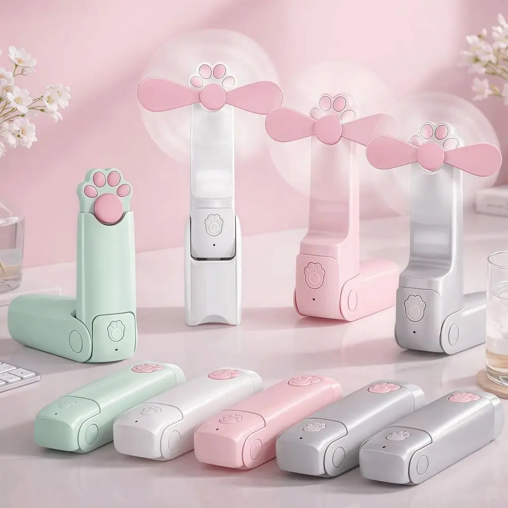 3 IN 1 Handheld Mini Fan USB Rechargeable 1200 MAh Folding Flashlight Fan 3 Gears Lightweight Pocket Silent Fan Summer Outdoor