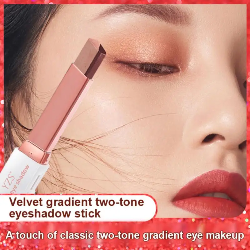 ปากกาอายแชโดว์สองสีแบบไล่ระดับสีแบบสเตอริโอกันน้ำใส่ง่ายต่อการสวมใส่อายแชโดว์