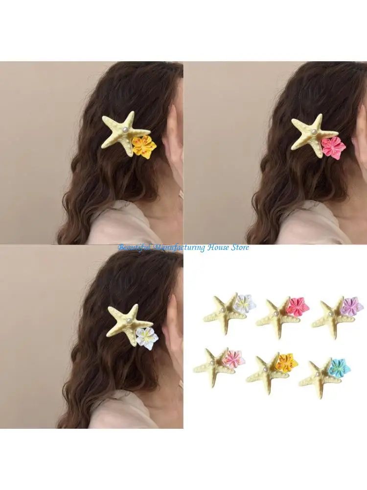

E56A NonSlip Starfishes Side Hair Clip Lightweight Hairpins Flower For Sports Dance Event