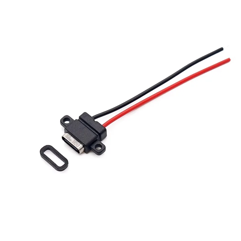 Type C Waterproof USB Connector 2P Female DIY with Mounting Hole Electric Shaver Welding Wire Tail Plug Direct