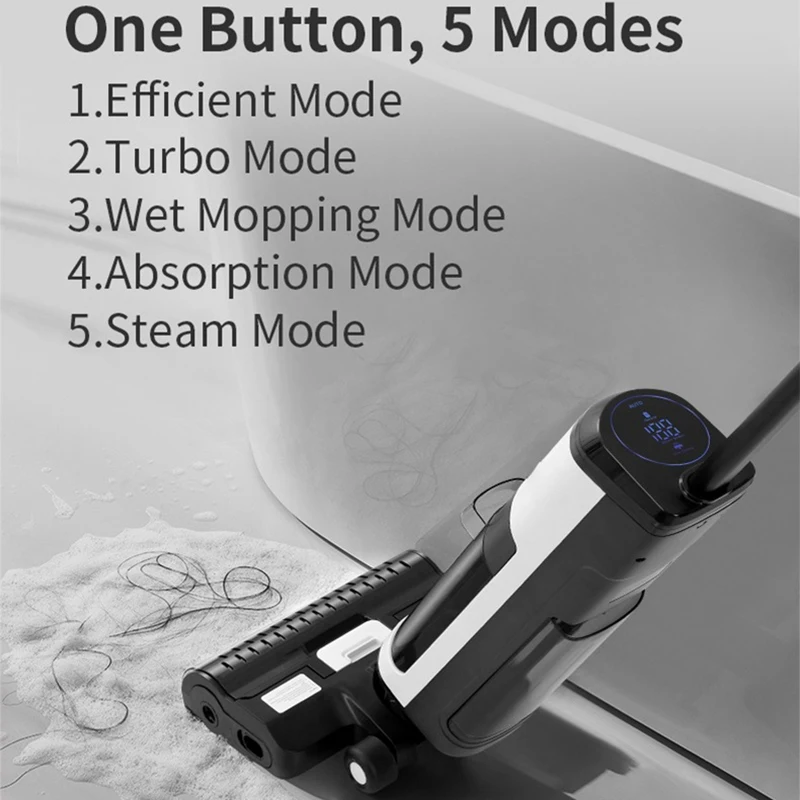 Mop elettrico wireless per uso domestico intelligente Spazzare e pulire Lavatrice integrata per pavimenti Aspirapolvere asciutto e bagnato