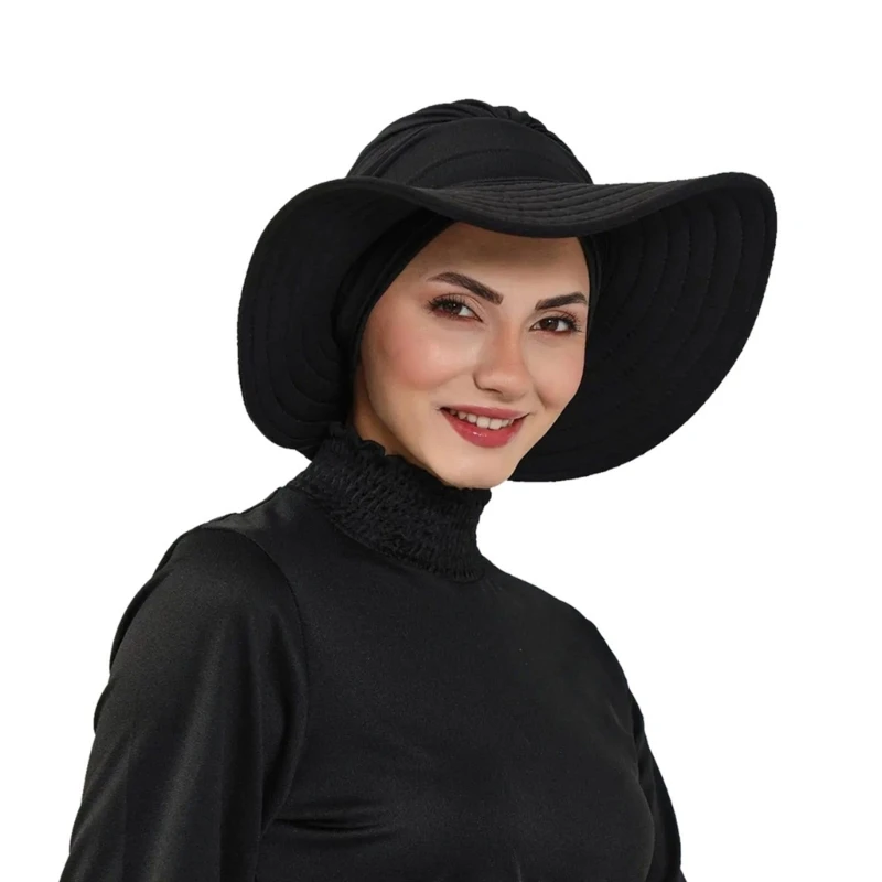 Foldable Sun Hat With Headwrap Turban Sun Protections Quick Dry Fabric For Camping Cycling Family Outdoor Adventures