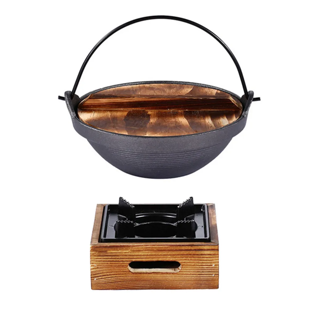 

Japanese Style Cast Iron Sukiyaki Pot Heavy Duty High Temperature Soup Pot Non Stick Easy Clean for Household Cooking Camping