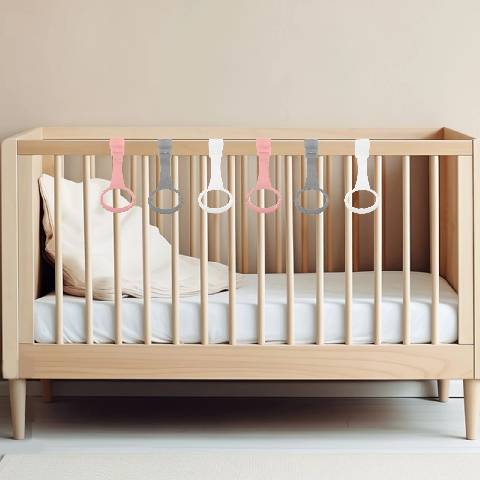 

6 Pcs Crib Sling Pull up Rings for Toddler Accessories Hanging Kids Baby Bed Stand