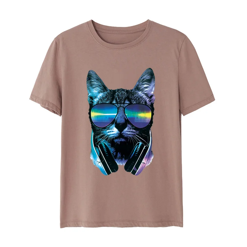 Cute Headphone Cat Thermal Transfer Heat Transfer Stickers Cartoon Animal Heat Transfer Stickers Clothing Printing DIY Washable