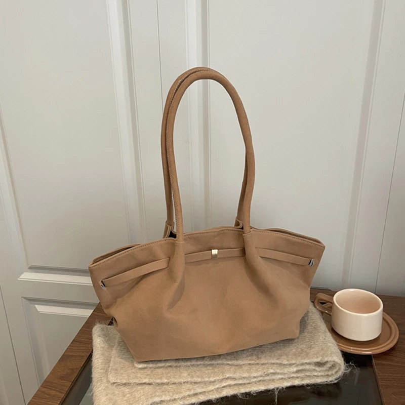 Vintage Wildleder-Umhängetasche für Damen, Minimalistische Große Kapazität Tragetasche, Elegante Retro-Umhängetasche für Tägliche Anlässe, Dating und Reisen – Detail 30