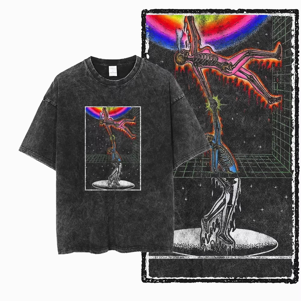 Acid Wash Vintage Graphic T Shirt - Exklusives grafisches Acid-Washed-Baumwoll-T-Shirt, Unisex, cooles Vintage-Retro-Design,
