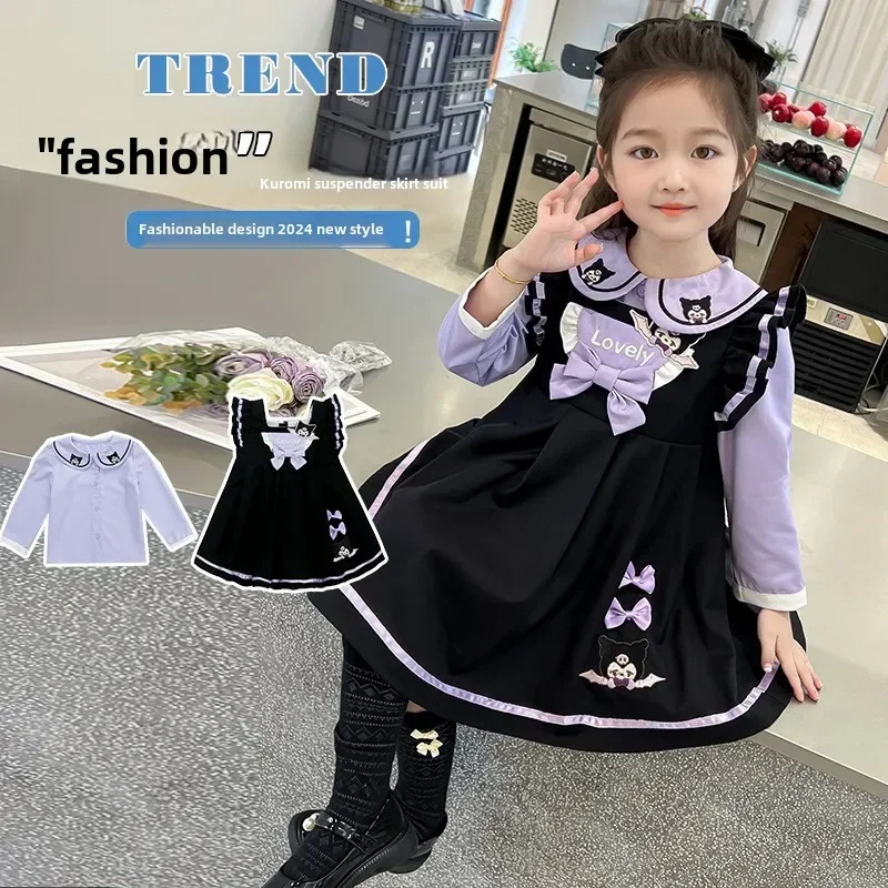 Christmas Halloween Kuromi Sanrio Girl Long Sleeve 2pcs Set Printed Dress Up Costume Carnival Stage Performance Party Clothes