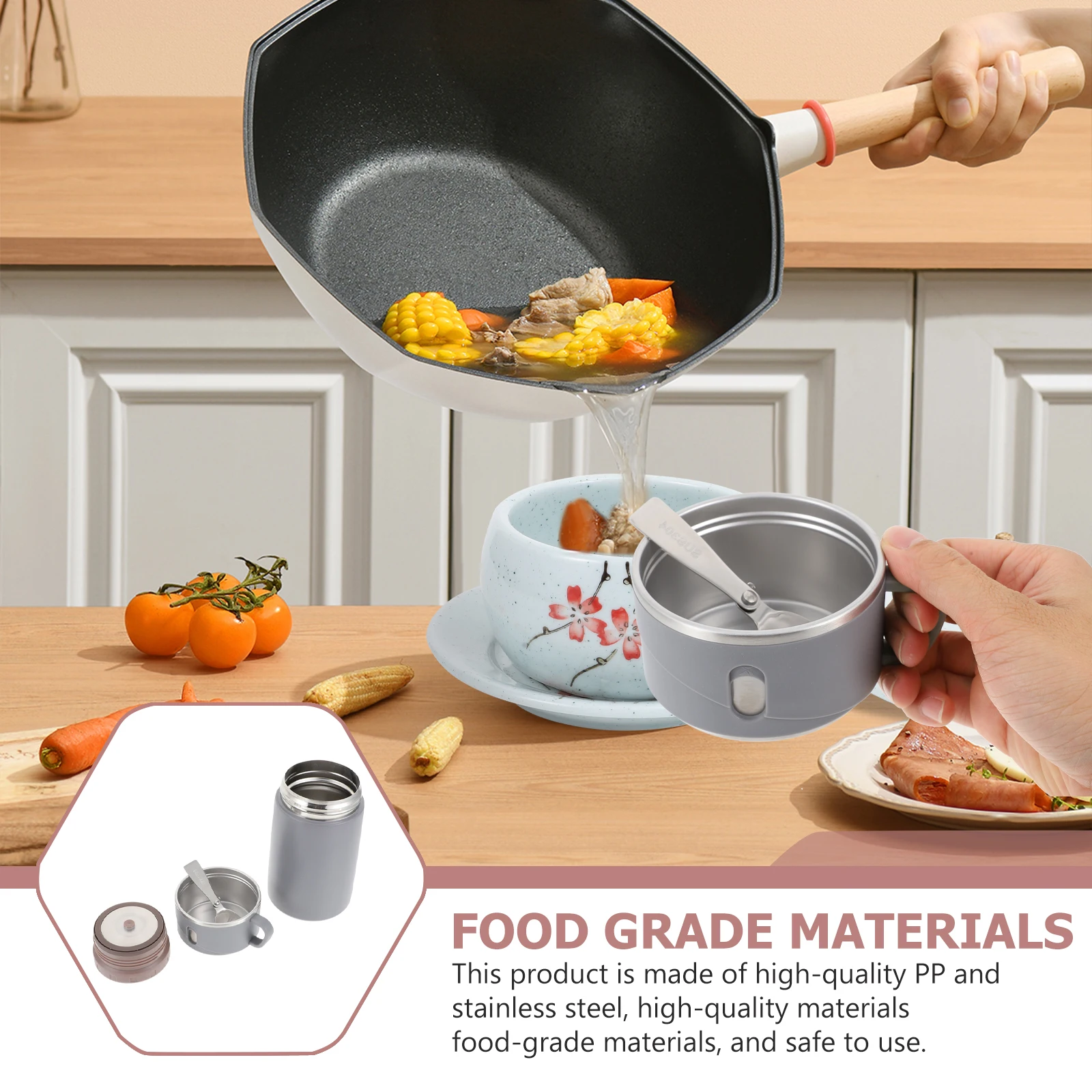 

Insulated Porridge Cup School Lunch Container Hot Food Bottle Portable Soup Small 304 Stainless Steel Smoldering