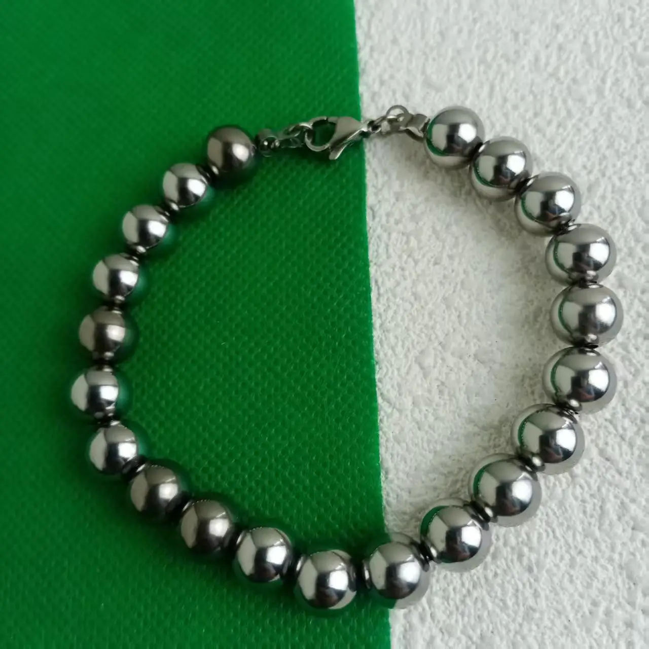 

Pure titanium solid bead chain 10mm bracelet unisex ins style