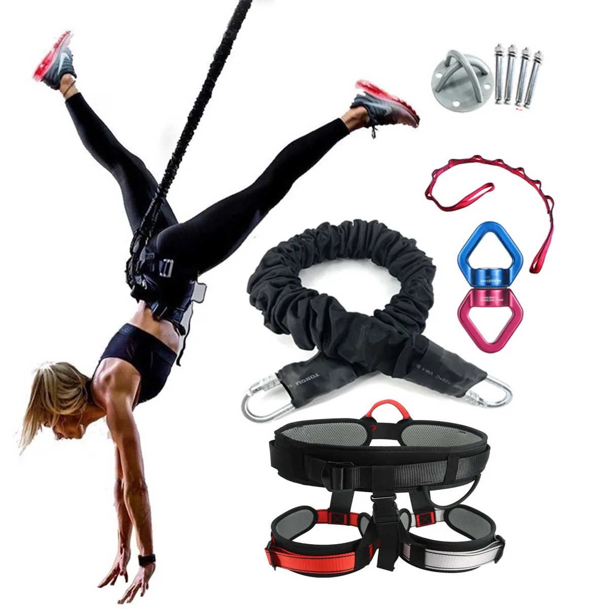 Bungee Fitness Set Yoga Bungee Cord Rope Resistance Air Dance Rope Exercise Fitness Home Gym Professional Training Equipment