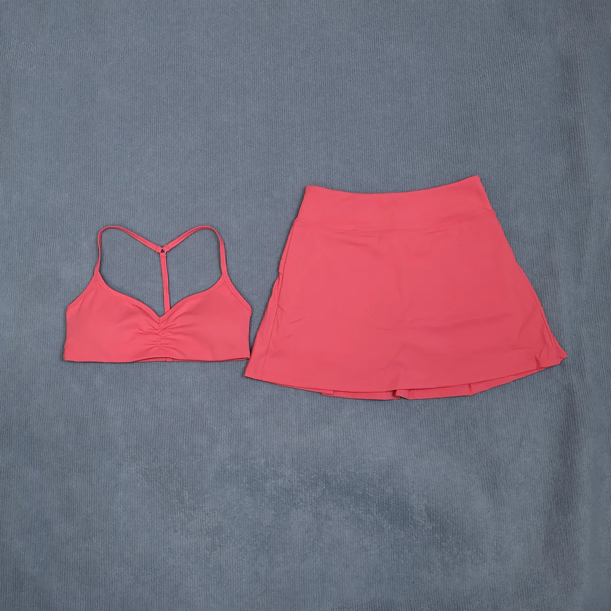 Damen 2-teiliges Tennis-Set Y-Back Sport-BH Plissierter Rock Hochtaillierter Golf-Skort Yoga Fitness Workout Gym Activewear Anzug – Detail 21