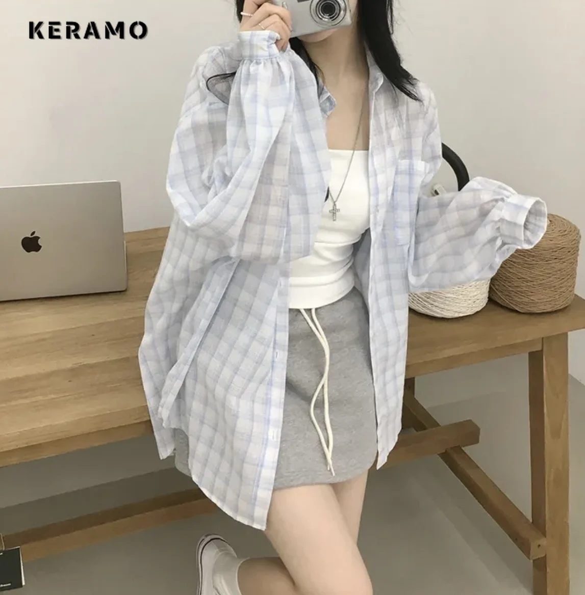 

Корейский повседневный стиль, клетчатые блузки с отложным воротником и принтом, женские шикарные однобортные свободные рубашки большого размера с длинными рукавами, уютные рубашки