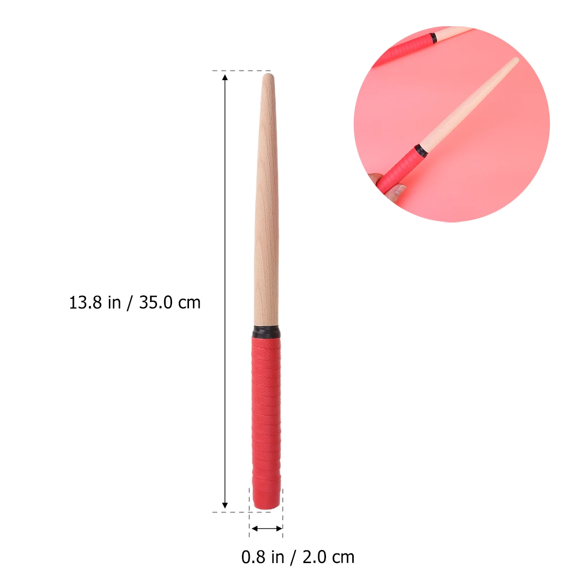 

Drumsticks Percussion Instruments Accessories Wooden Rods Red Rubber Handle Child