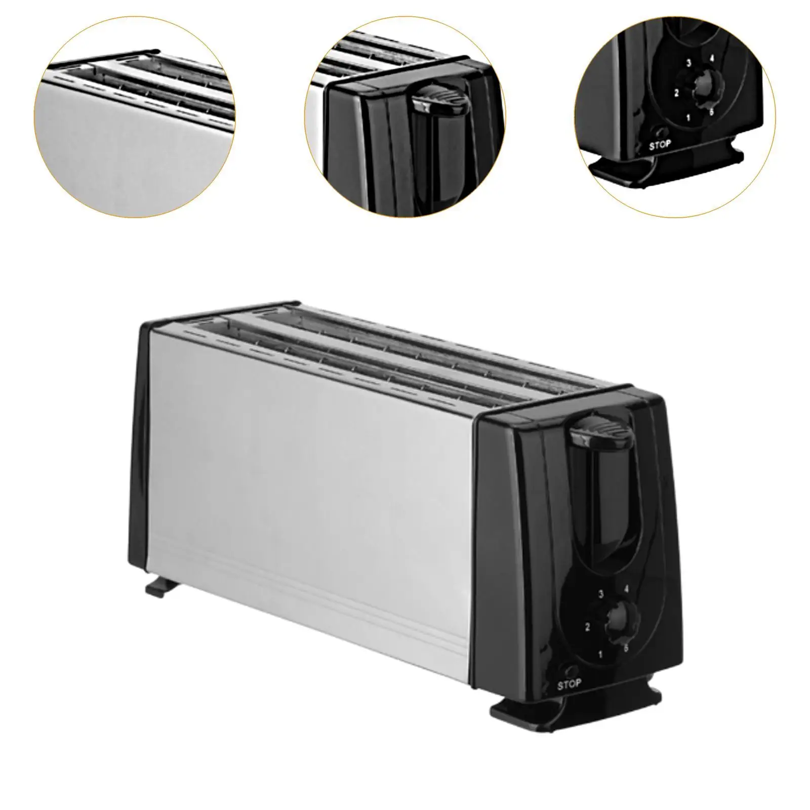 Counter Toaster 4 Slices US Plug Adapter Compact Bakeware Waffle Machine for Cooking Snacks Baking Puff Pastry Specialty Breads