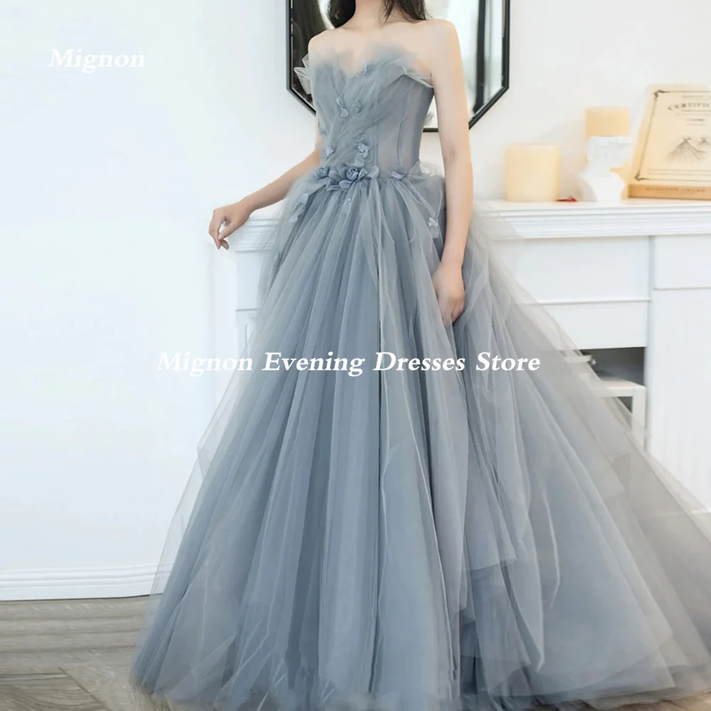 Mignon Organza A-line Prom Gown Strapless Sweetheart Evening Formal Ruffle Floor-length Elegant Party Dresses for Women 2023