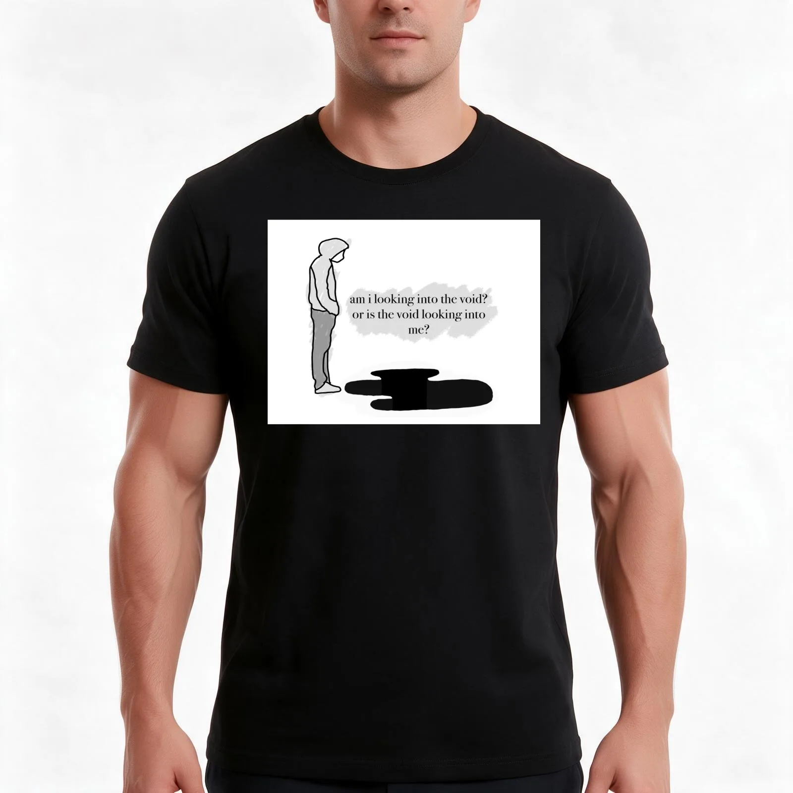 the void T-Shirt, Summer Casual Cotton Tee, Oversized Streetwear Tops, Vintage Graphic Print, Loose Fit Short Sleeve